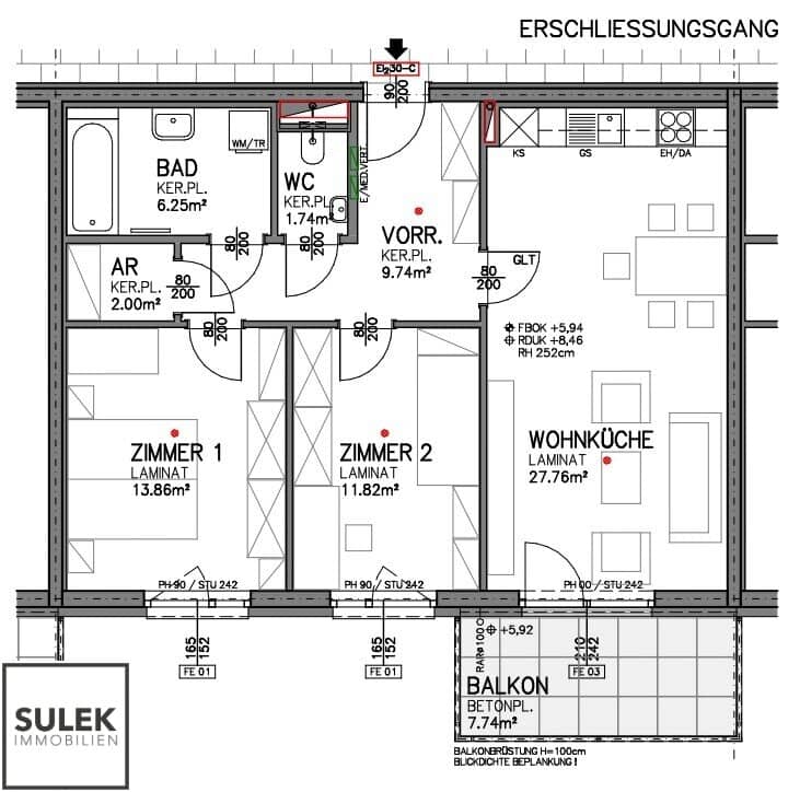 Newly built apartment with sunny terrace and 2 parking spaces