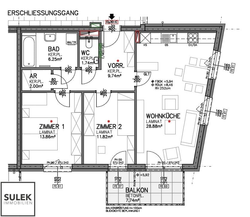 New build apartment with south facing balcony and underground parking