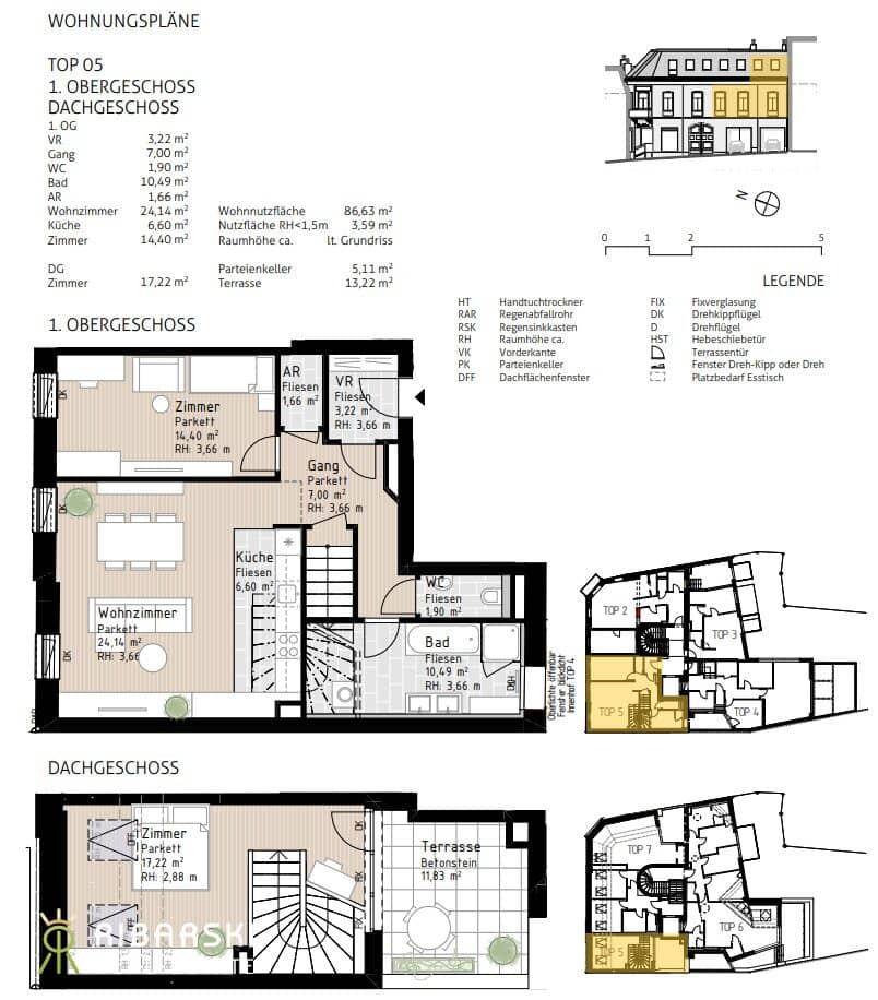 PROVISIONSFREI inkl. 2 TG Plätze - Wohnen in Verbundenheit - stylische Maisonette mit südseitiger Dachterrasse