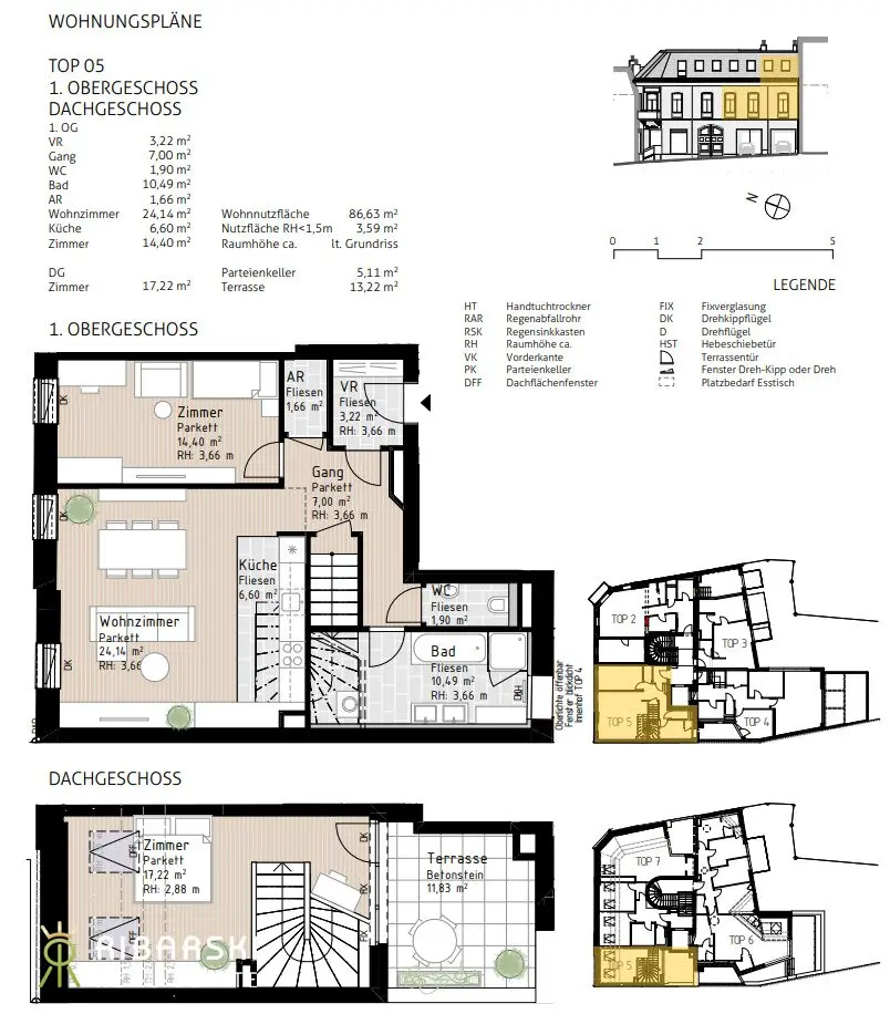 Commission-free including 2 underground parking spaces - Living in Togetherness - stylish Maisonette with south-facing roof terrace
