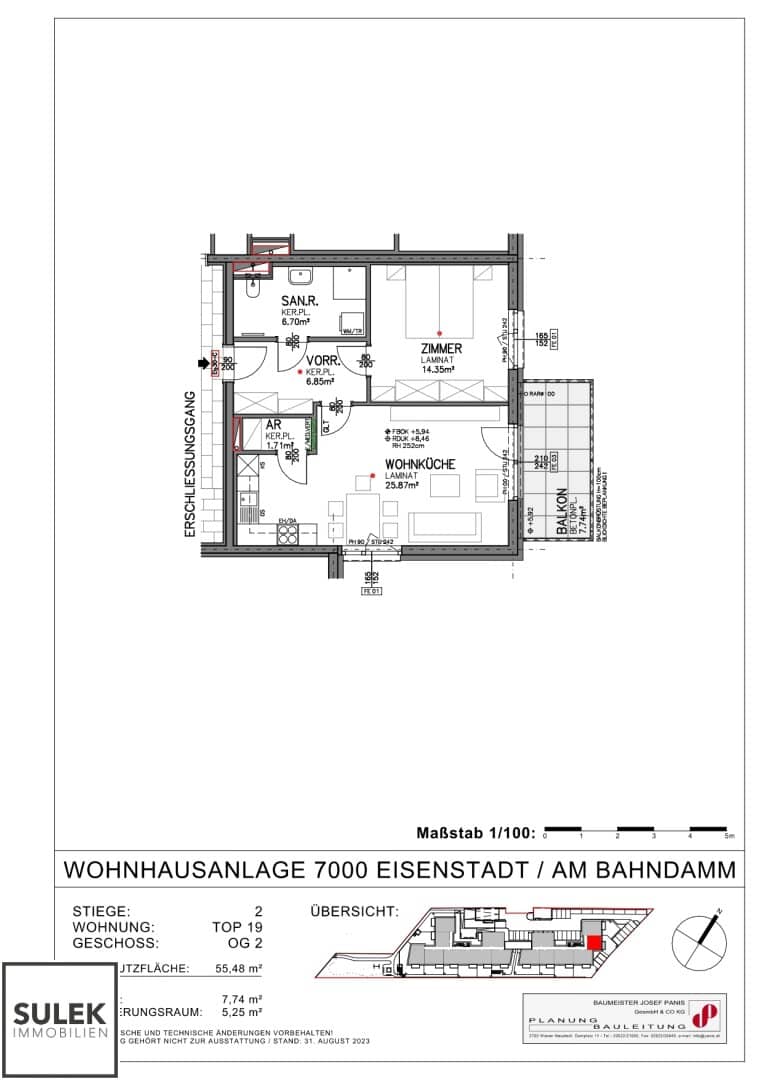 Newly built apartment with balcony and two parking spaces