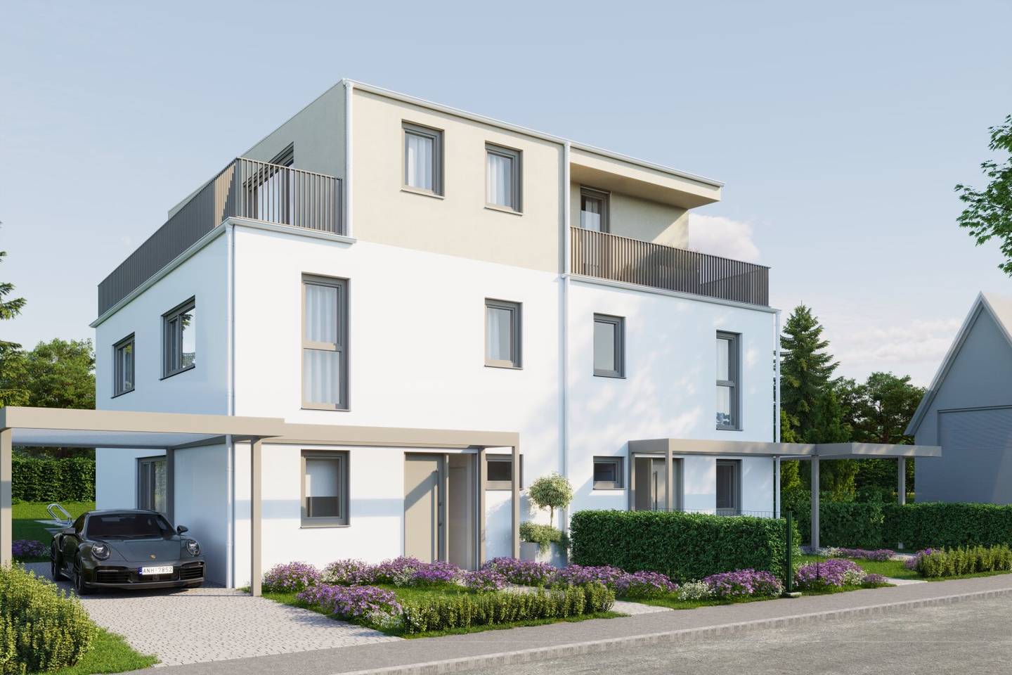 Zeitlose Doppelhaushälfte mit Pool und Carport