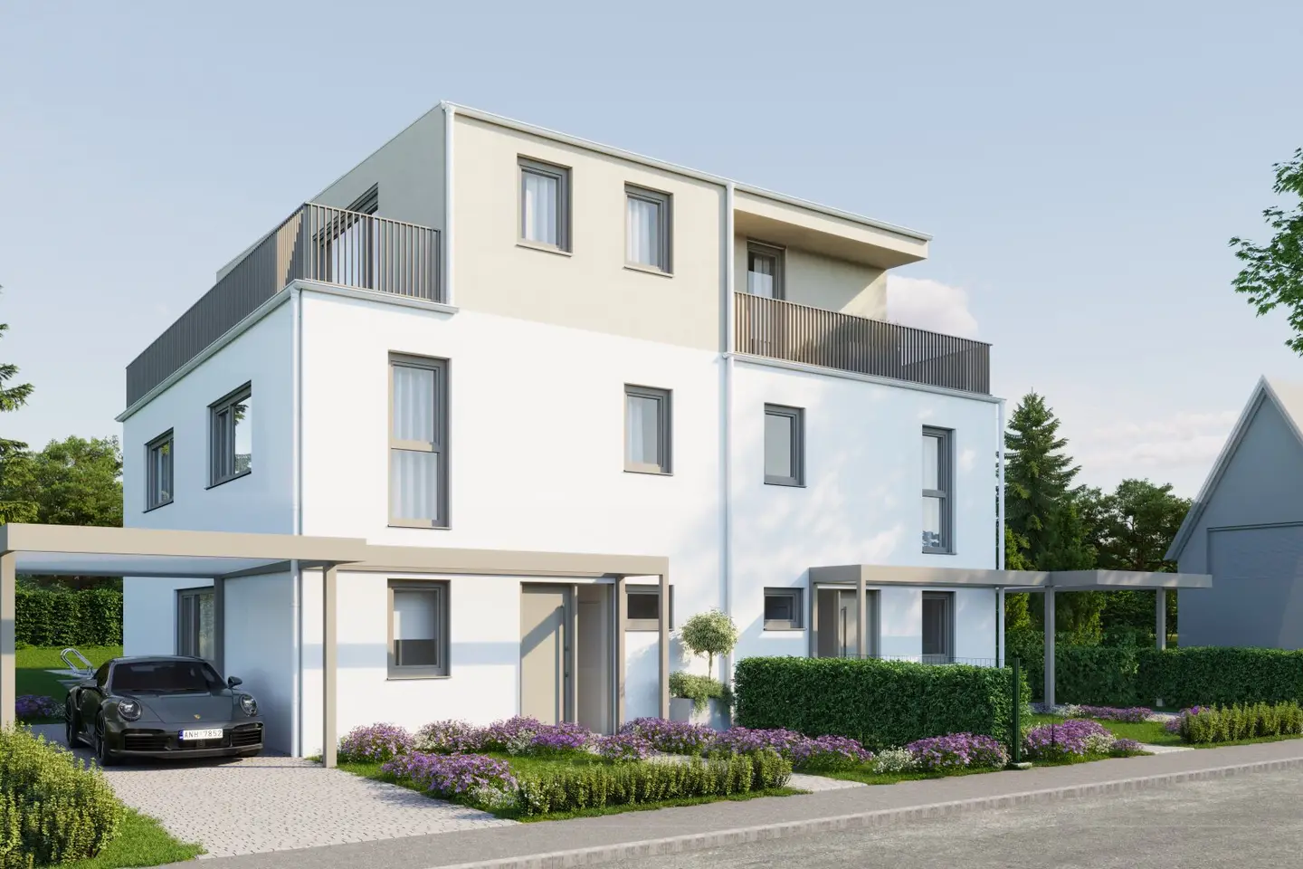 Zeitlose Doppelhaushälfte mit Pool und Carport