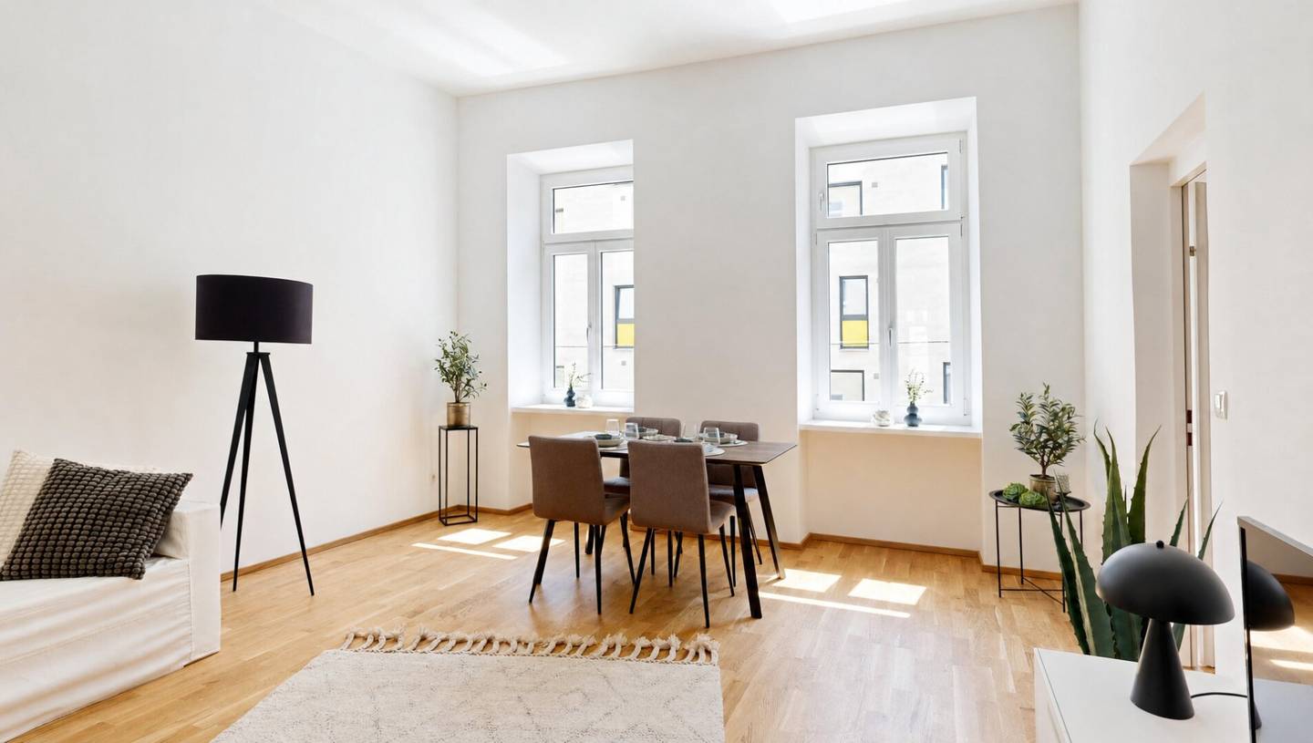 First occupancy after renovation: 3-room old building apartment with balcony and air conditioning in 1150 Vienna