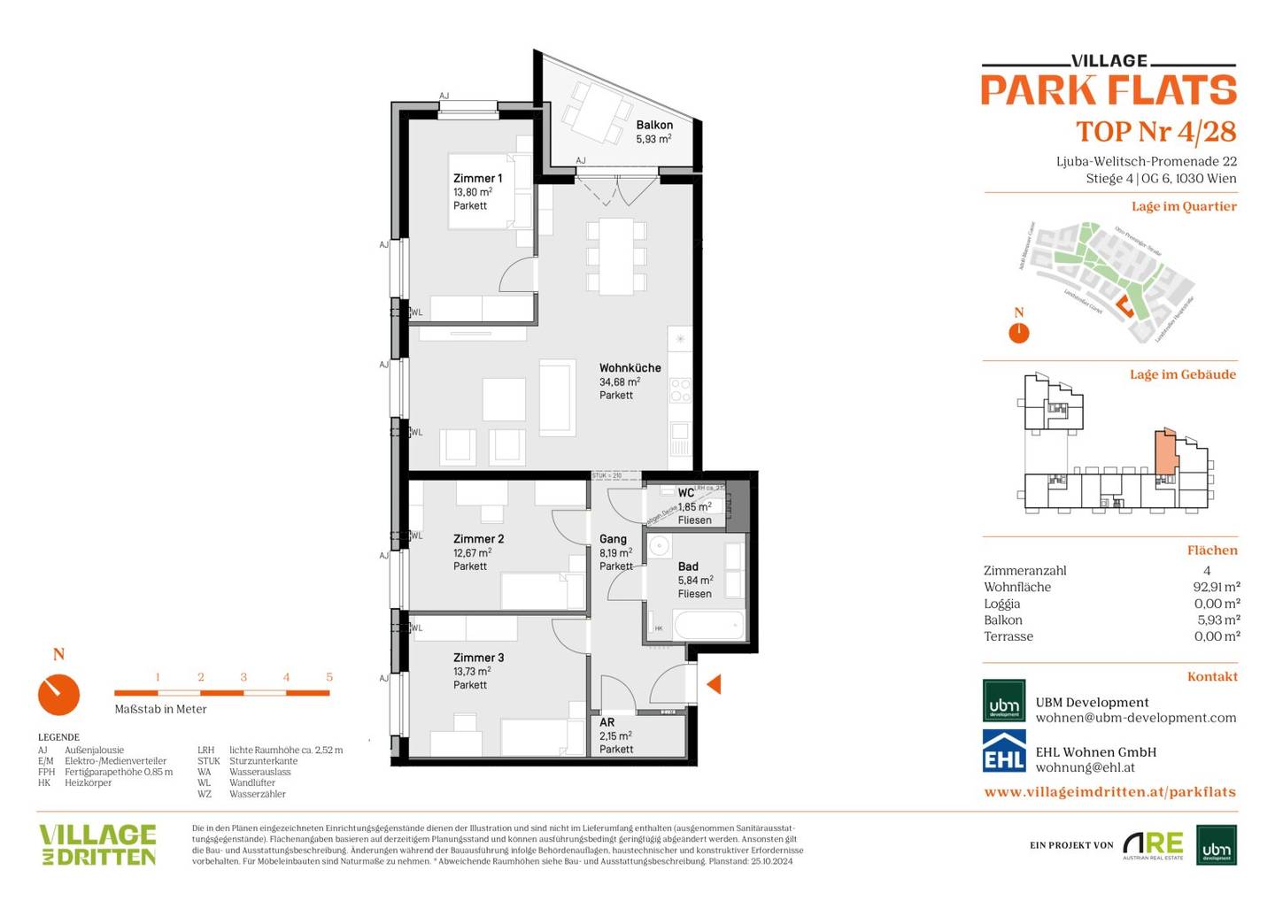 „Village im Dritten – PARK FLATS“ Provisionsfreie 4-Zimmer Wohnung mit Balkon (Erstbezug!)