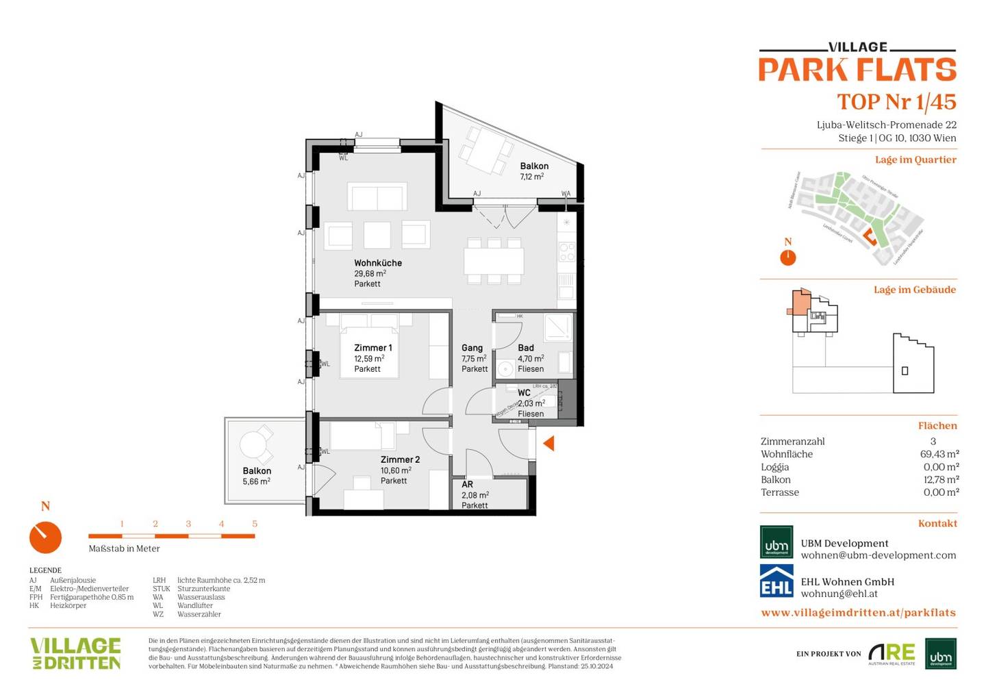 „Village im Dritten – PARK FLATS“ - Provisionsfreie 3-Zimmer Wohnung mit  Balkon (Erstbezug!)