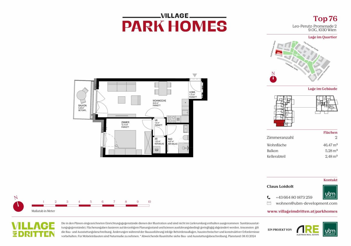 „Village im Dritten – PARK HOMES“ Provisionsfreie 2-Zimmer Eigentumswohnung (Erstbezug) Top 76