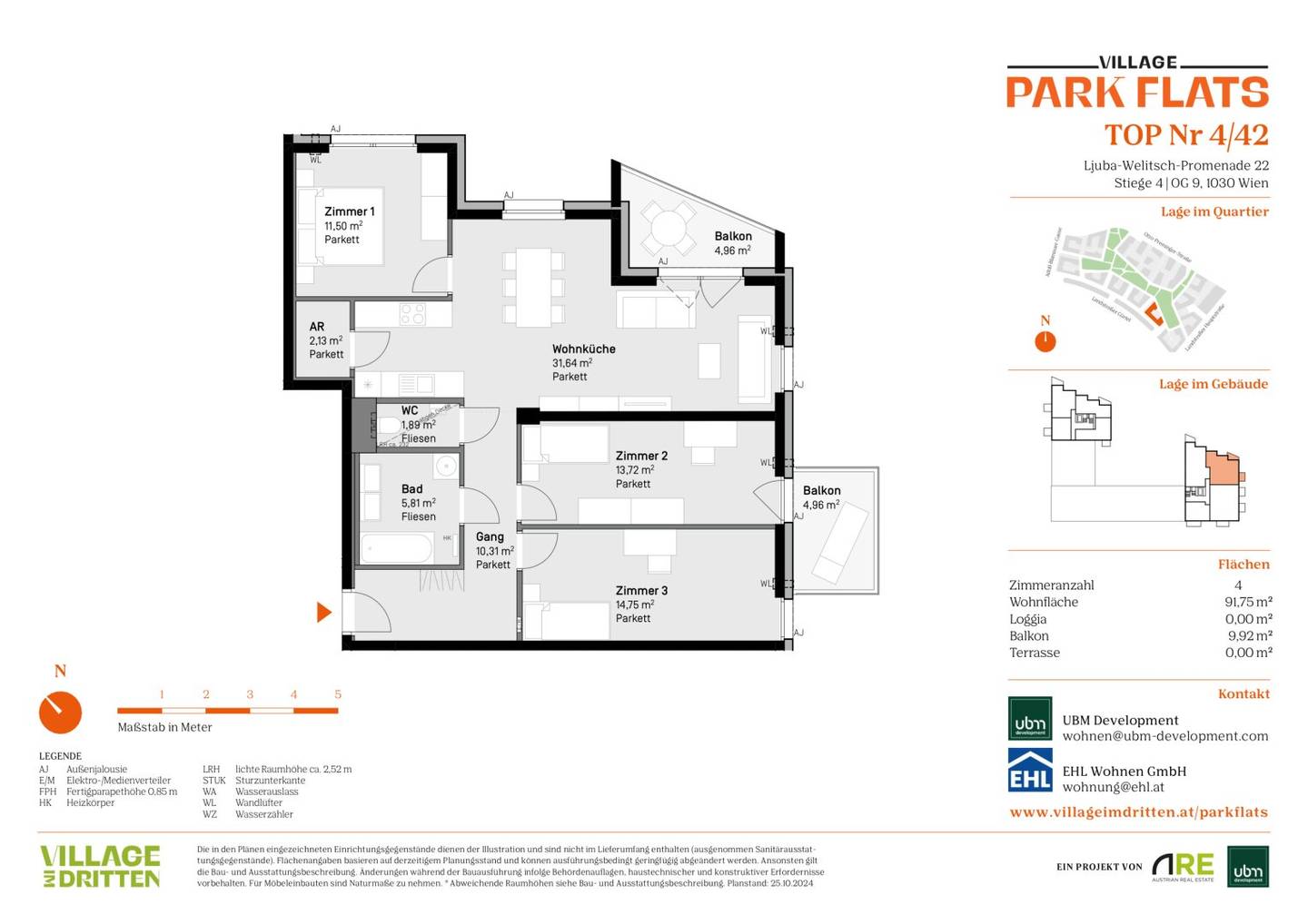 „Village im Dritten – PARK FLATS“ Provisionsfreie 4-Zimmer Wohnung mit Balkon (Erstbezug!)