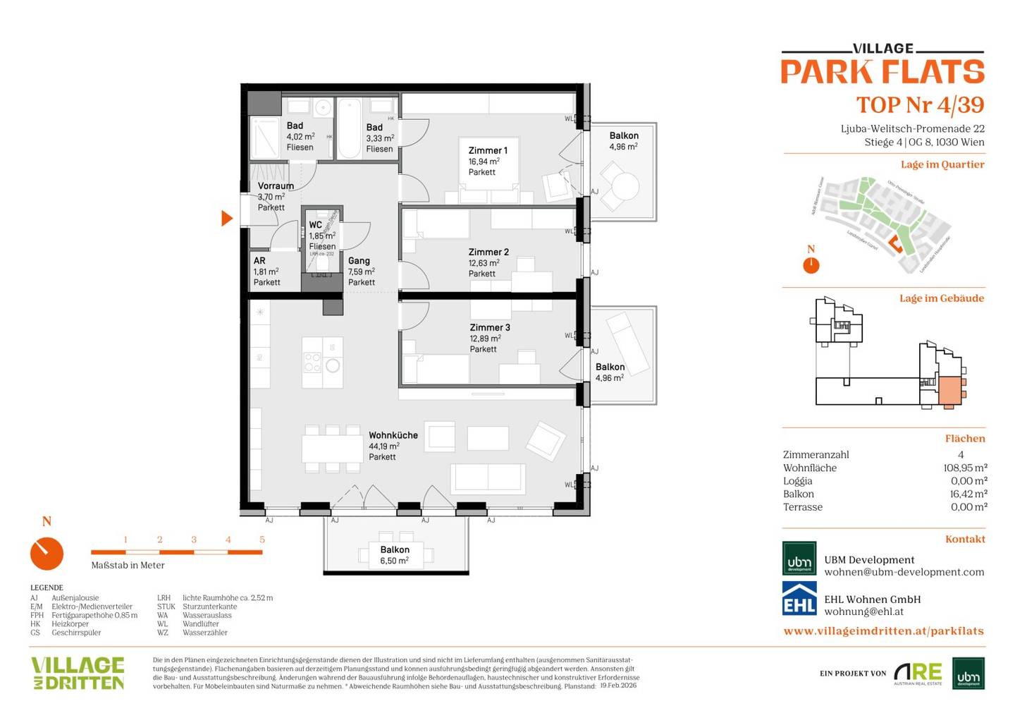 „Village im Dritten – PARK FLATS“ Provisionsfreie 4-Zimmer Wohnung mit Balkon (Erstbezug!)