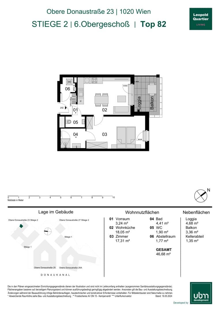 „Leopold Quartier“ Provisionsfreie 2-Zimmer Eigentumswohnung mit Balkon (Erstbezug!) Top 82