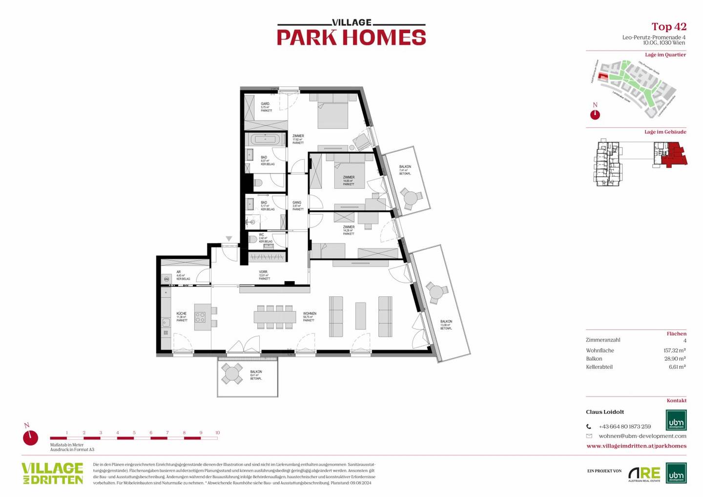 Village im Dritten PARK HOMES Commission-free 4 room attic apartment with park view (First occupancy!) Top 42