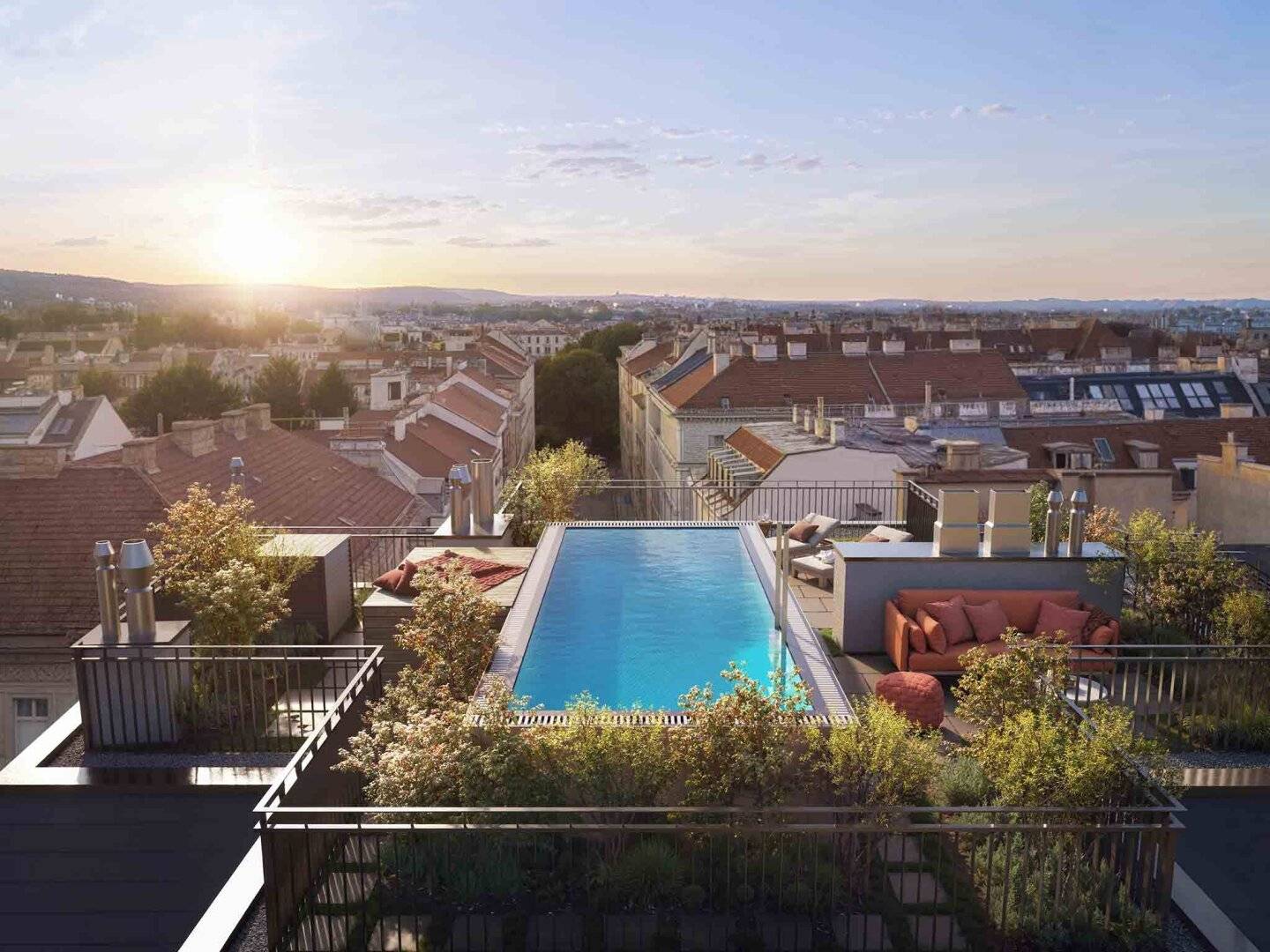 Three levels, a feeling of infinity – your exclusive penthouse above the rooftops of Vienna