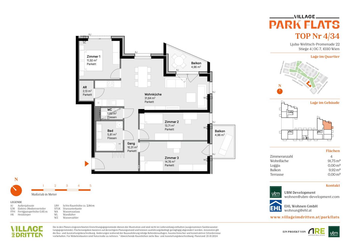 „Village im Dritten – PARK FLATS“ Provisionsfreie 4-Zimmer Wohnung mit Balkon (Erstbezug!)