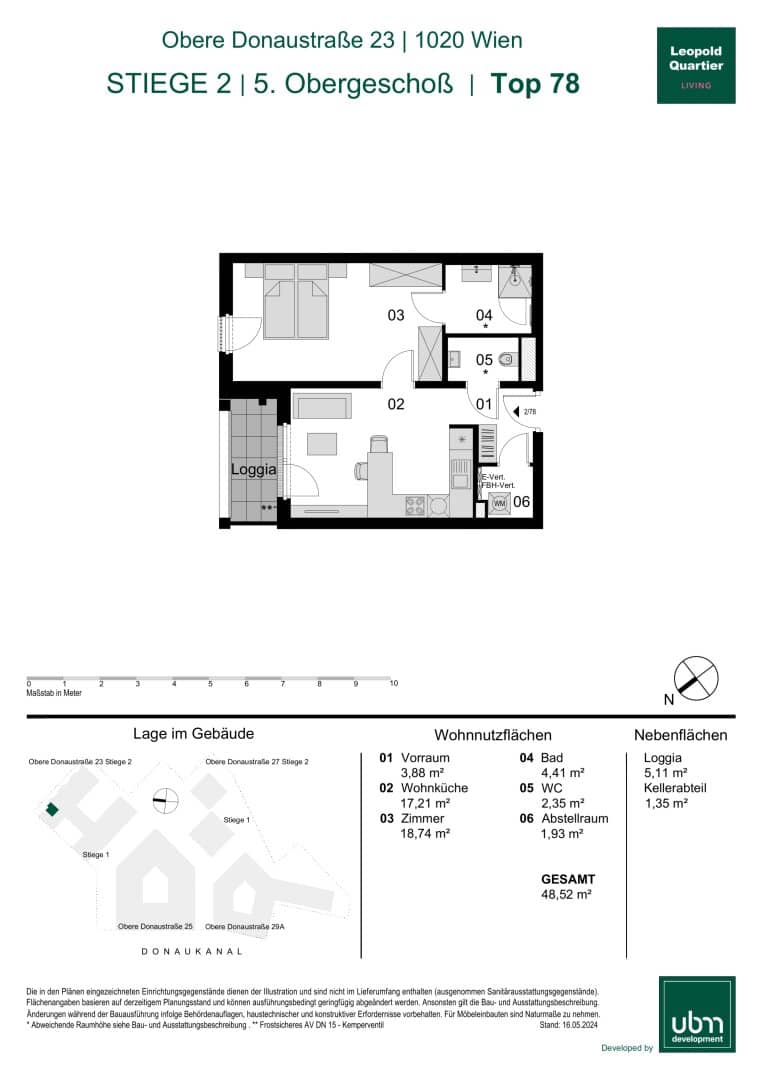 „Leopold Quartier“ Provisionsfreie 2-Zimmer Eigentumswohnung mit Loggia (Erstbezug!) Top 78