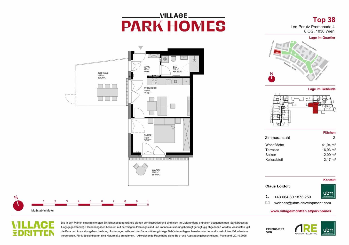 „Village im Dritten – PARK HOMES“ Provisionsfreie 2-Zimmer Eigentumswohnung mit Balkon & Terrasse (Erstbezug!) Top 38