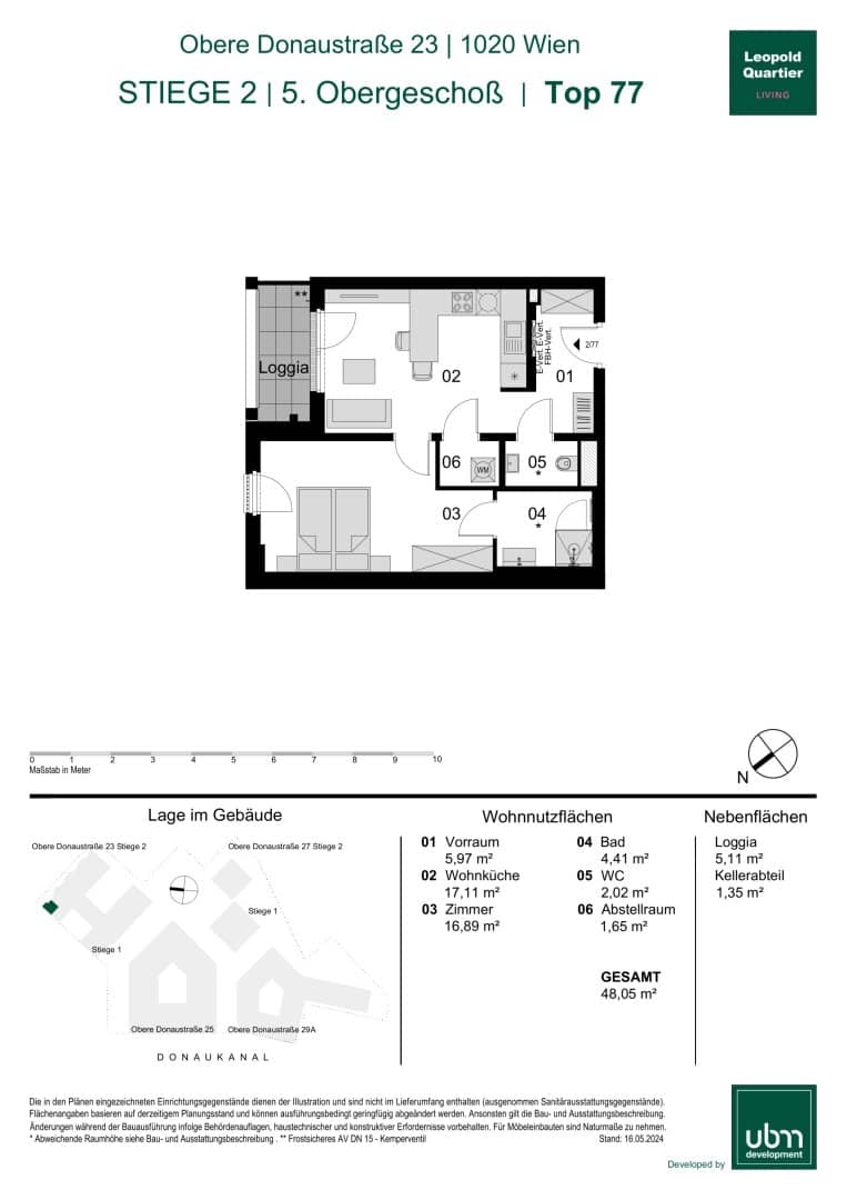 Leopold Quartier Commission-free 2-room condominium with loggia (First occupancy) Top 77