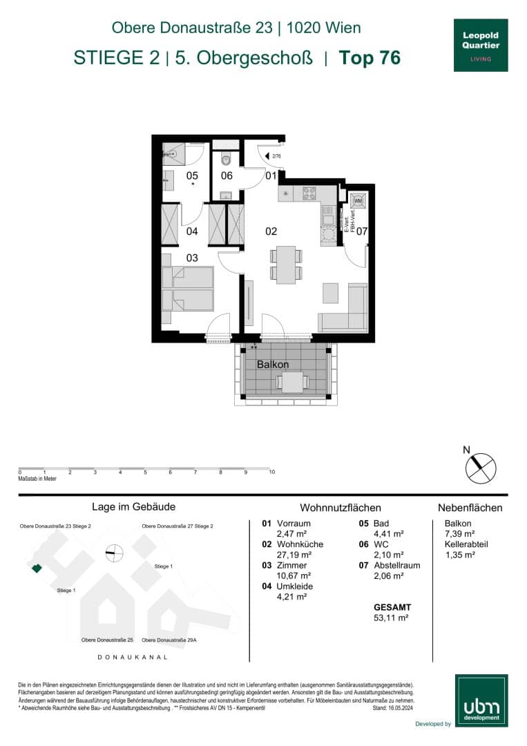 Leopold Quartier Commission-free 2 room condominium with balcony (First occupancy) Top 76