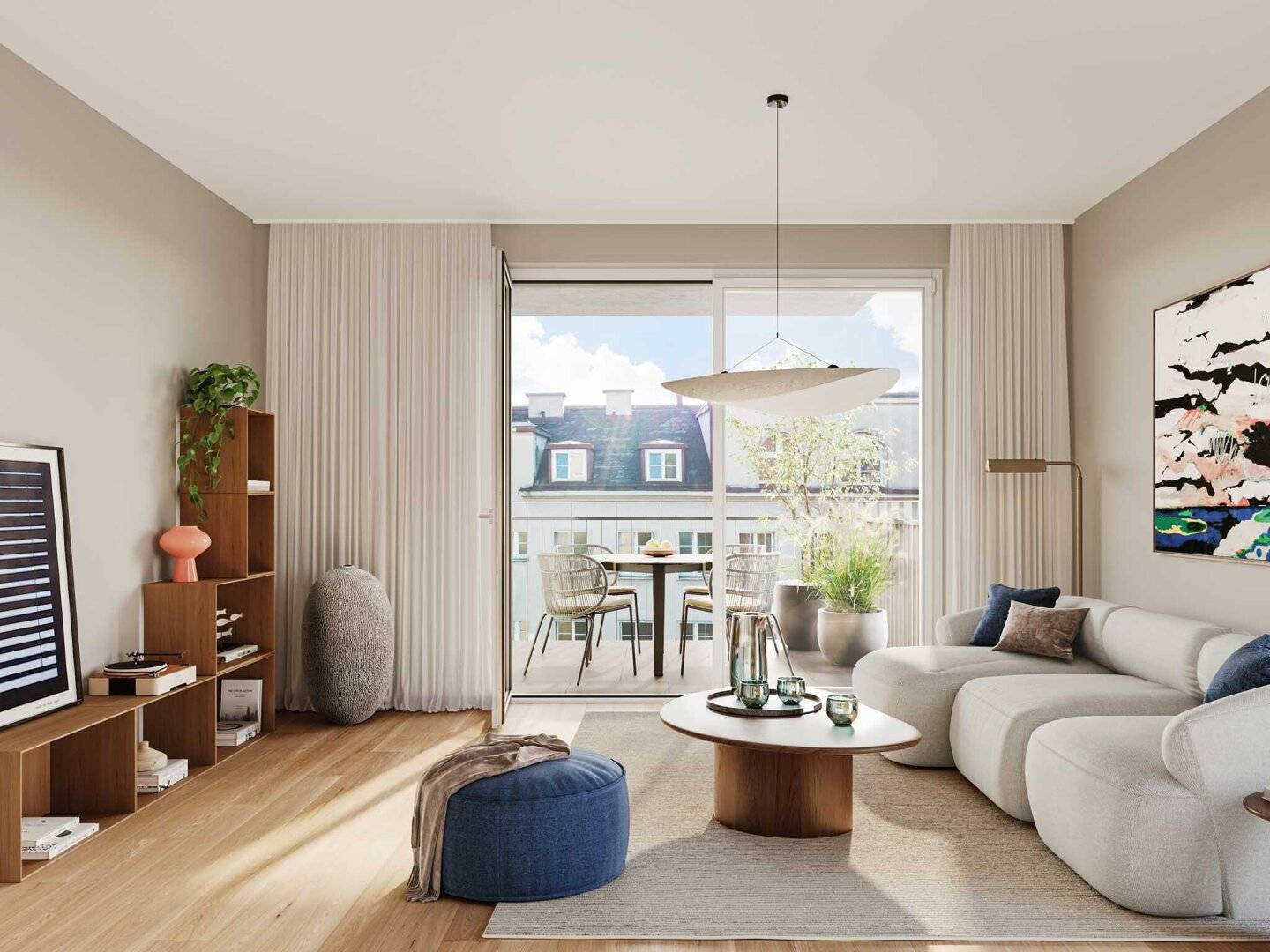 Modern Living: 3 room apartment with balcony, underfloor heating and ceiling cooling