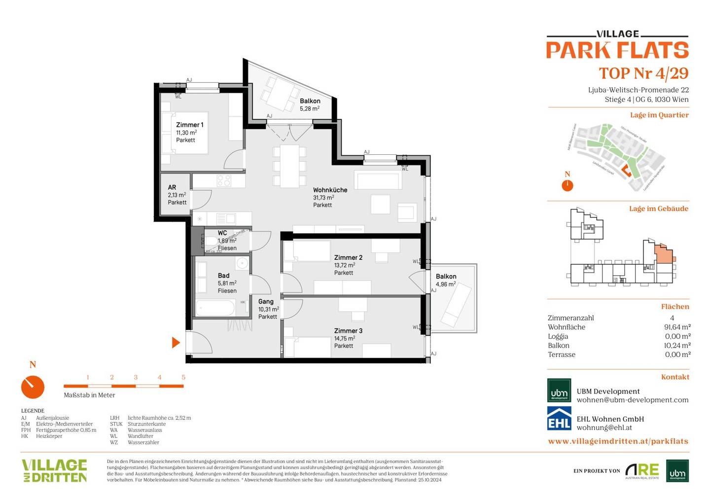 Village in the Third PARK FLATS Commission-free 4-room apartment with balcony First occupancy