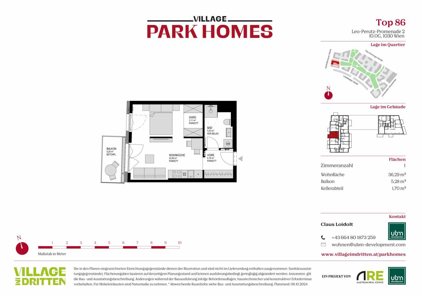 „Village im Dritten – PARK HOMES“ provisionsfreies Eigentums-Mikroapartment (Erstbezug!) Top 86