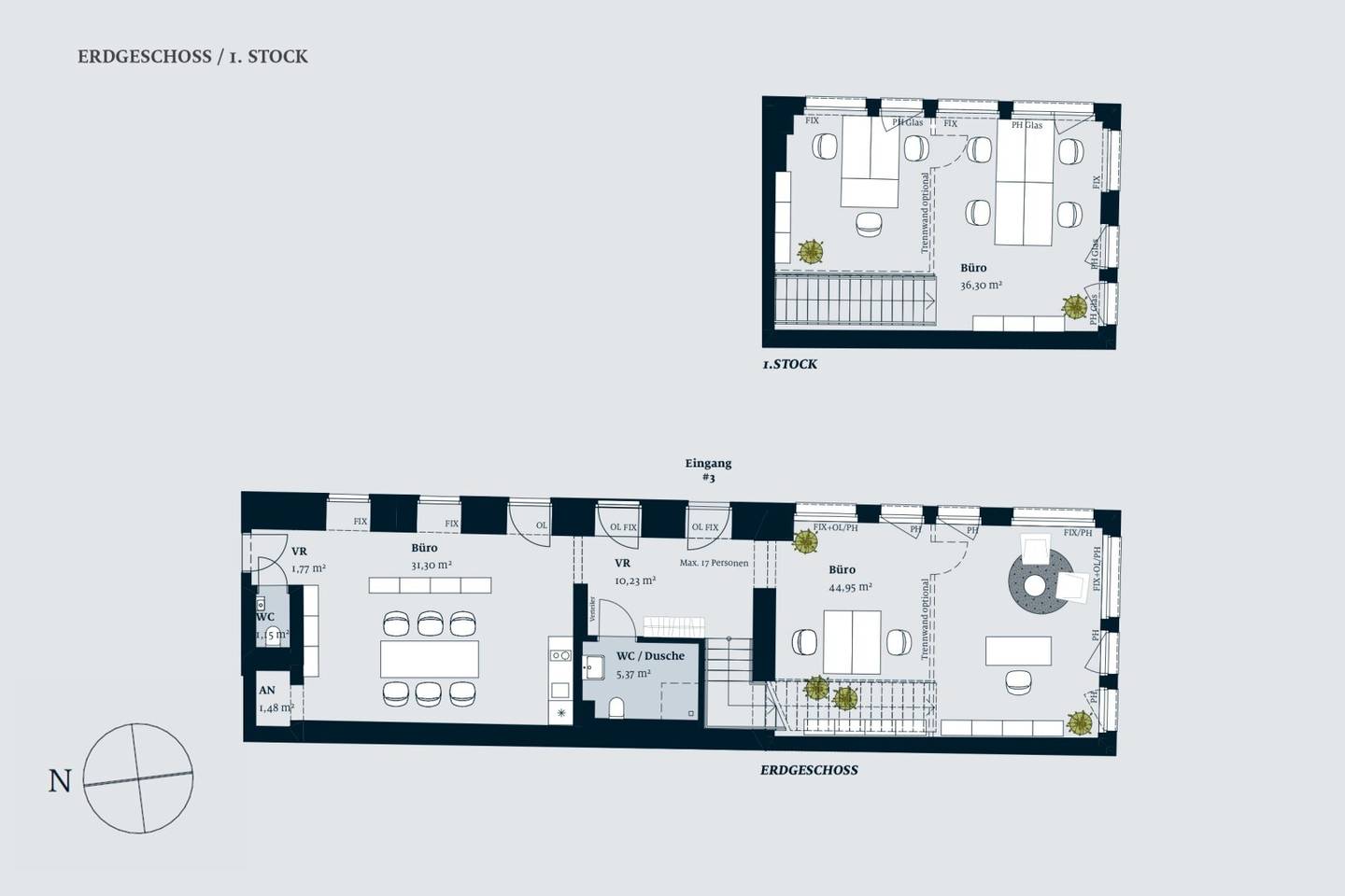 Flexibles Office mit Lichtfaktor – Zwei Ebenen, viele Möglichkeiten im Campus Apfelbaum zur Miete