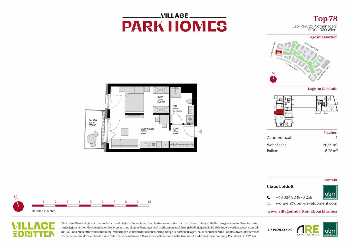 „Village im Dritten – PARK HOMES“ provisionsfreies Eigentums-Mikroapartment (Erstbezug!) Top 78