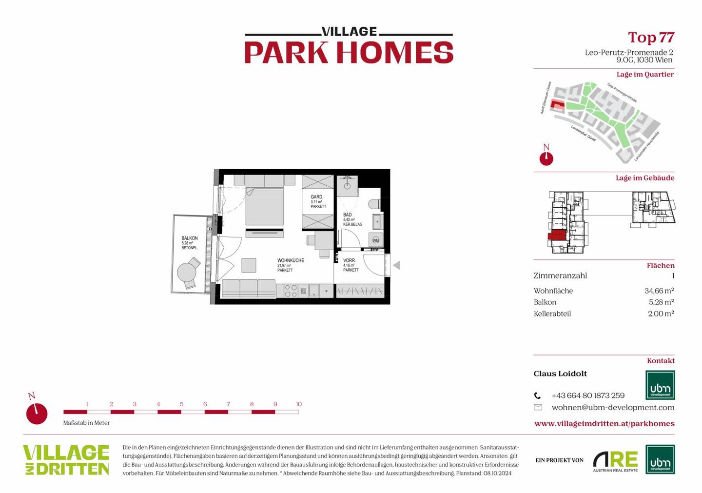 „Village im Dritten – PARK HOMES“ provisionsfreies Eigentums-Mikroapartment (Erstbezug!) Top 77