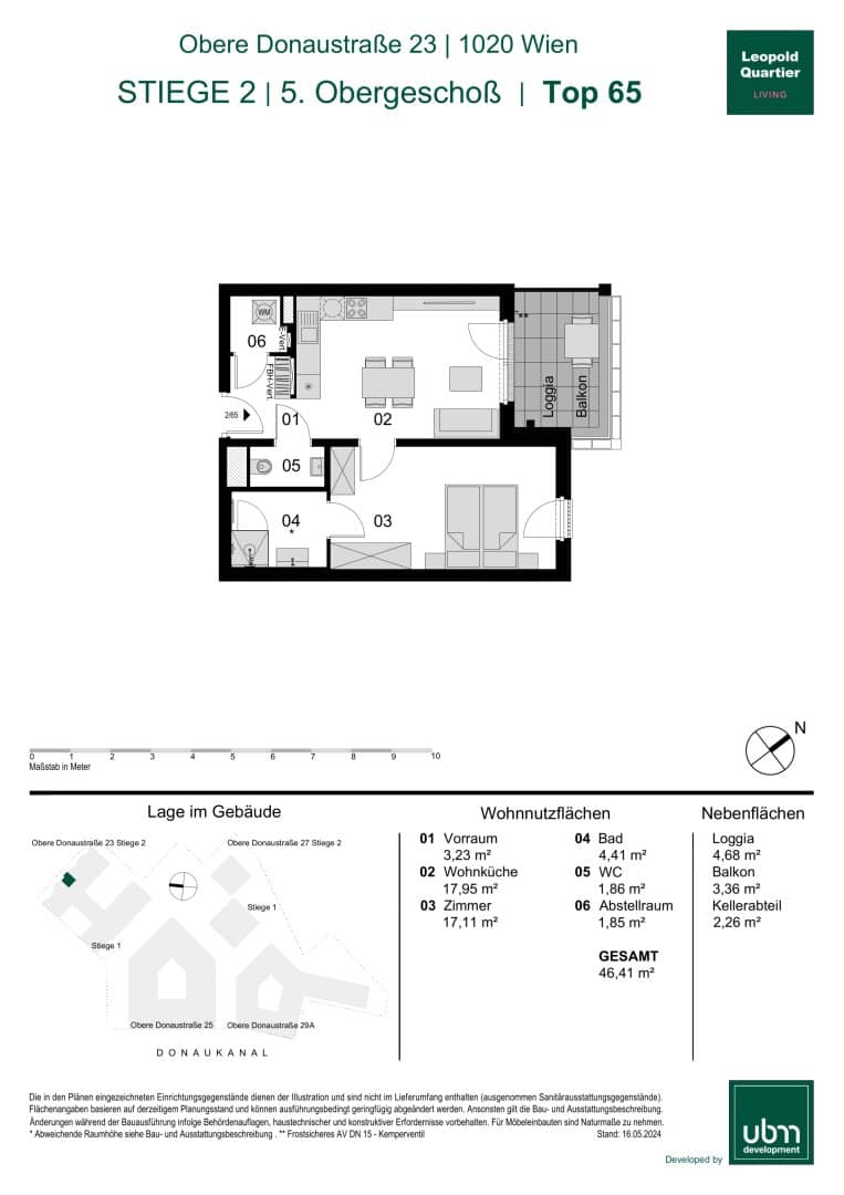 Leopold Quartier commission-free 2-room condominium with balcony (First occupancy!) Top 65
