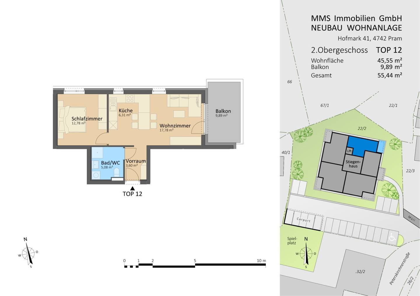 Rapid construction progress in the center of Pram! 2-room apartment for sale!