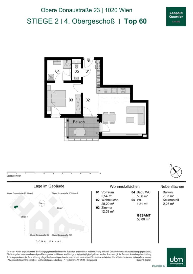 Leopold Quartier commission free 2 room owner occupied apartment with balcony First occupancy Top 60