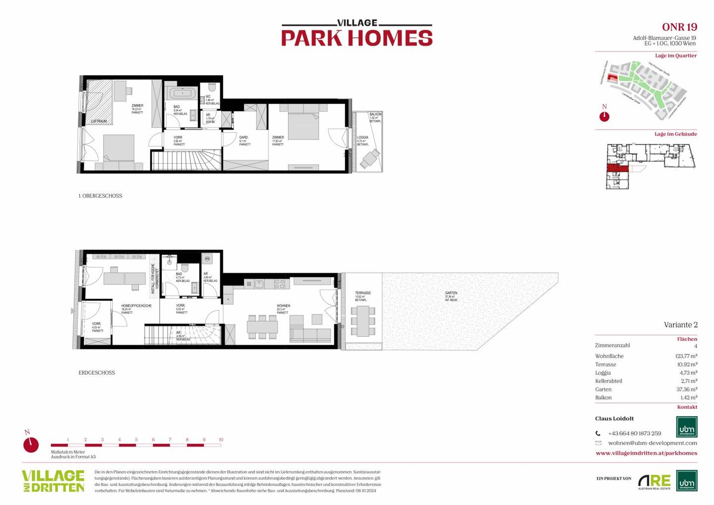 „Village im Dritten – PARK HOMES“ Provisionsfreies exklusives Townhouse mit Eigengarten (Erstbezug!)