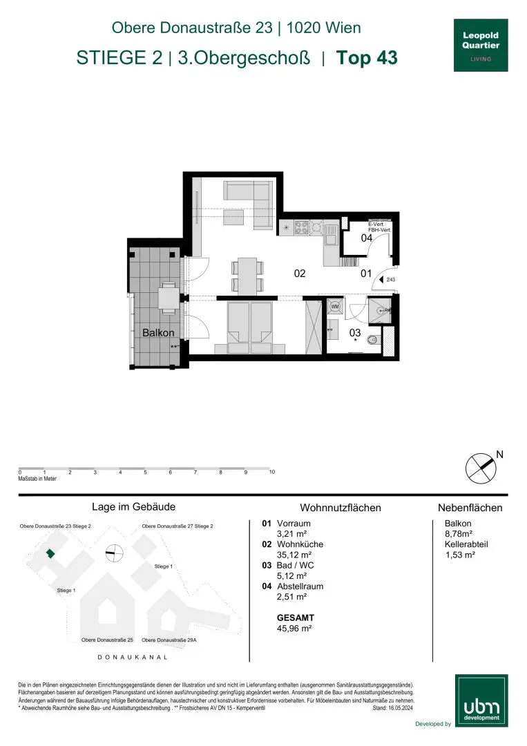 „Leopold Quartier“ Optimal geschnittenes Mikroapartment mit Balkon (Erstbezug & Provisionsfrei!) Top 43