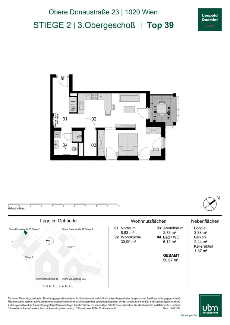 „Leopold Quartier“ Optimal geschnittenes Mikroapartment mit Balkon (Erstbezug & Provisionsfrei!) Top 39