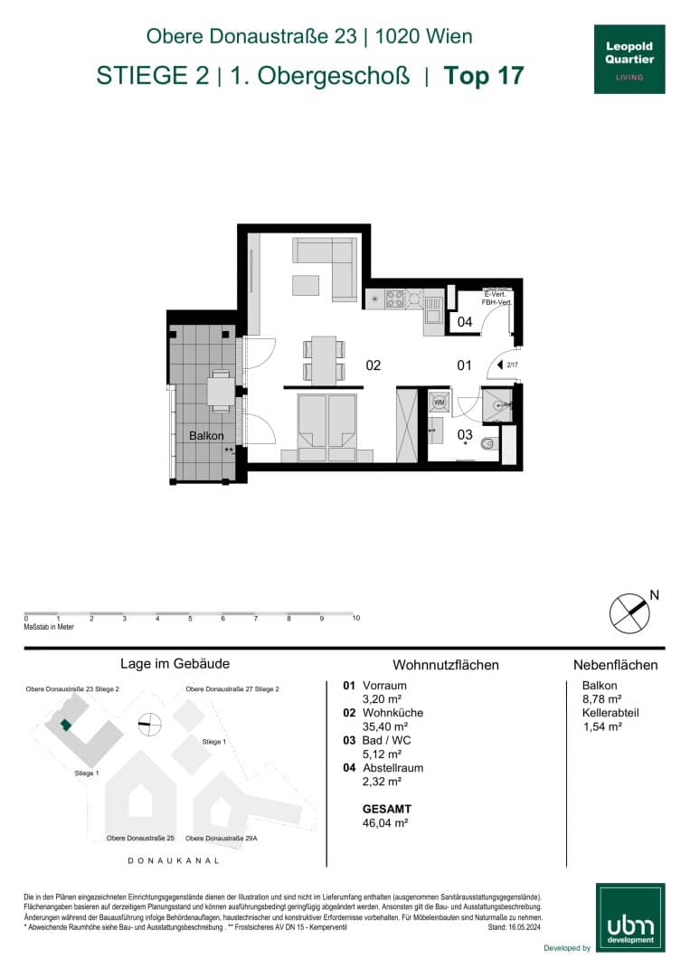 „Leopold Quartier“ Optimal geschnittenes Mikroapartment mit Balkon (Erstbezug & Provisionsfrei!) Top 17