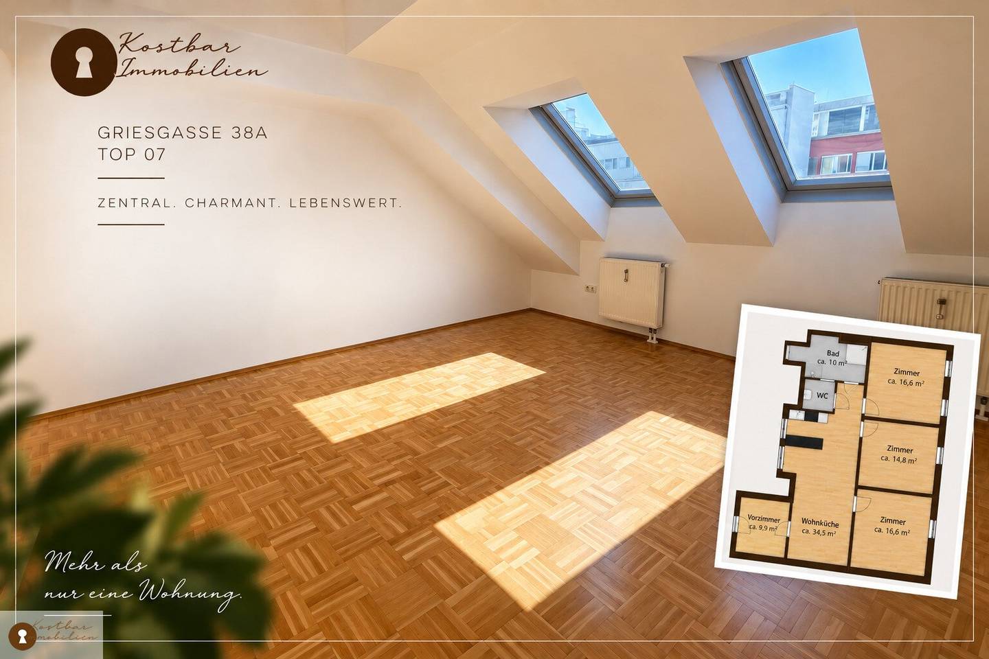 Besonders fulminante Dreieinhalbzimmerwohnung in sehr zentraler Lage, in der Griesgasse 38, zu vermieten! WG geeignet.
