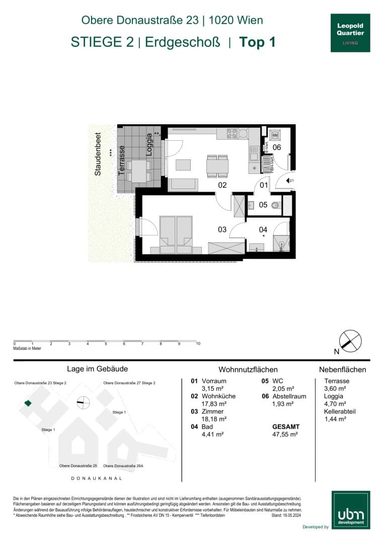 „Leopold Quartier“ Provisionsfreie 2-Zimmer Eigentumswohnung mit Terrasse (Erstbezug!) Top 1