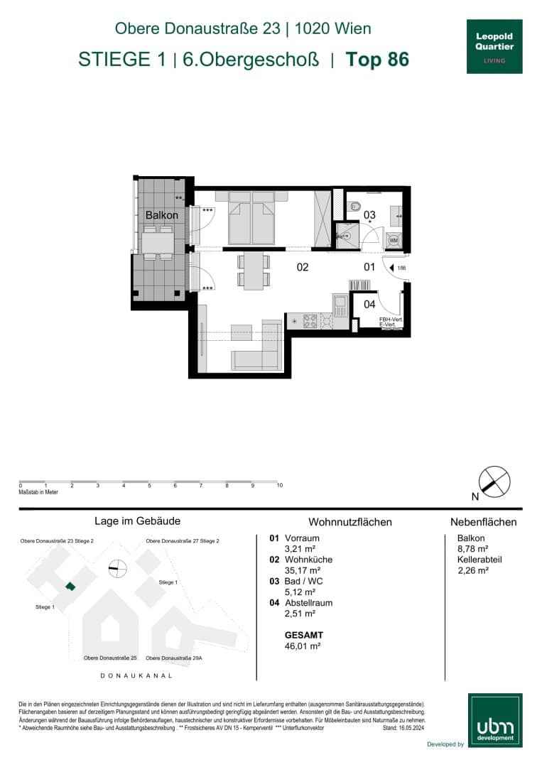 „Leopold Quartier“ Provisionsfreie 2-Zimmer Eigentumswohnung mit Balkon (Erstbezug!) Top 86
