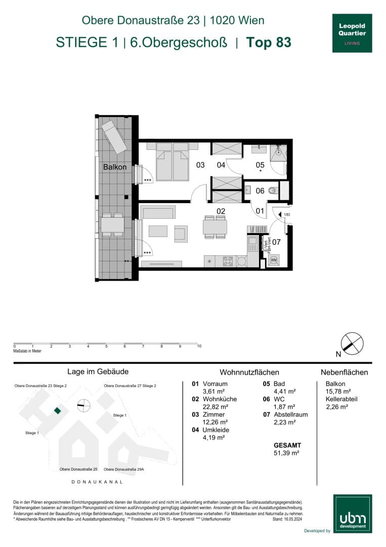„Leopold Quartier“ Provisionsfreie 2-Zimmer Eigentumswohnung mit Balkon (Erstbezug!) Top 83