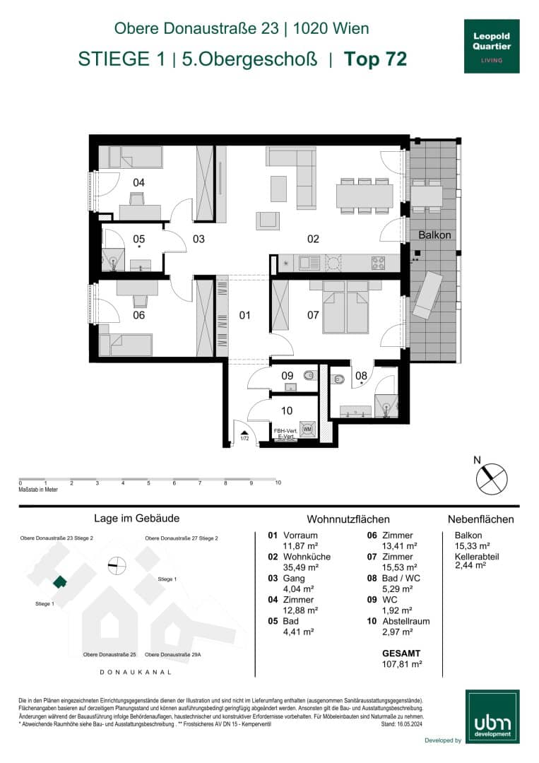 „Leopold Quartier“  4-Zimmer Eigentumswohnung mit Balkon (Provisionsfrei & Erstbezug!) Top 72