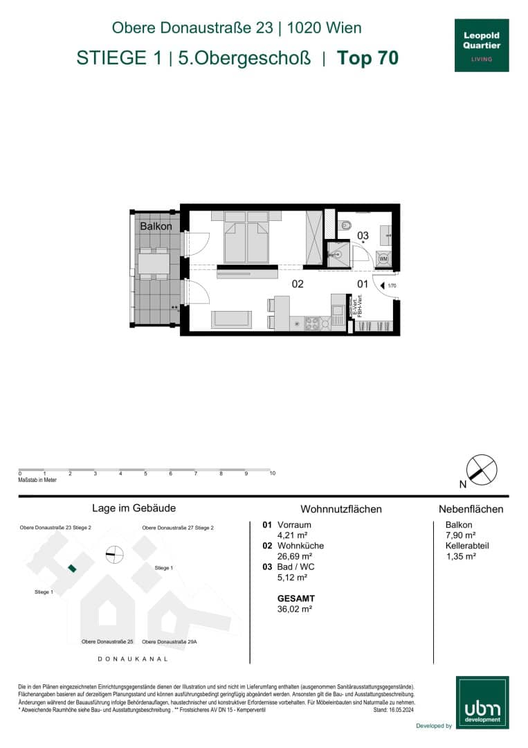 „Leopold Quartier“ Optimal geschnittenes Mikroapartment mit Balkon (Erstbezug & Provisionsfrei!) Top 70