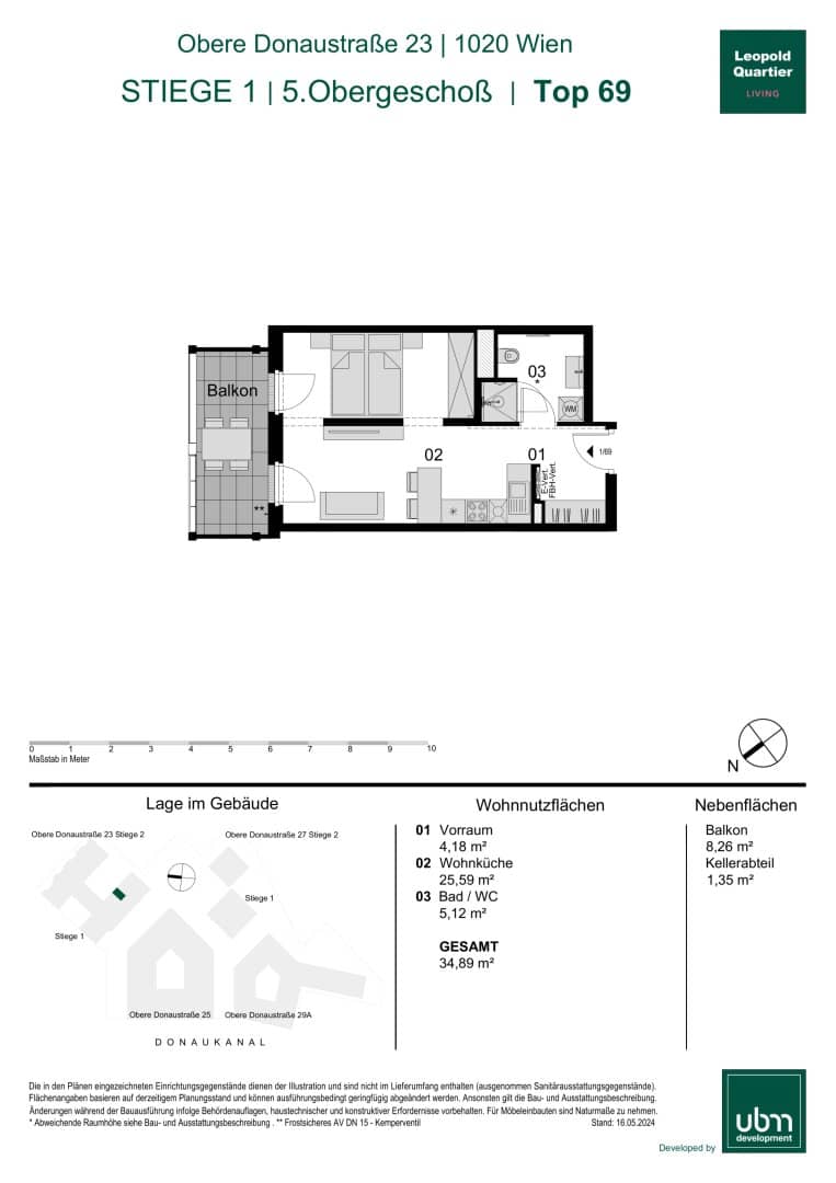 „Leopold Quartier“ Optimal geschnittenes Mikroapartment mit Balkon (Erstbezug & Provisionsfrei!) Top 69