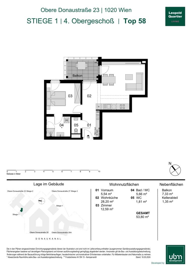 „Leopold Quartier“ Provisionsfreie 2-Zimmer Eigentumswohnung mit Balkon (Erstbezug!) Top 58