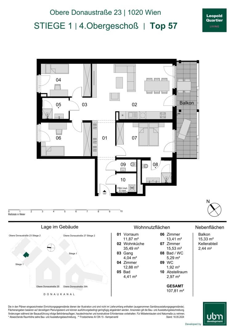 „Leopold Quartier“  4-Zimmer Eigentumswohnung mit Balkon (Provisionsfrei & Erstbezug!) Top 57
