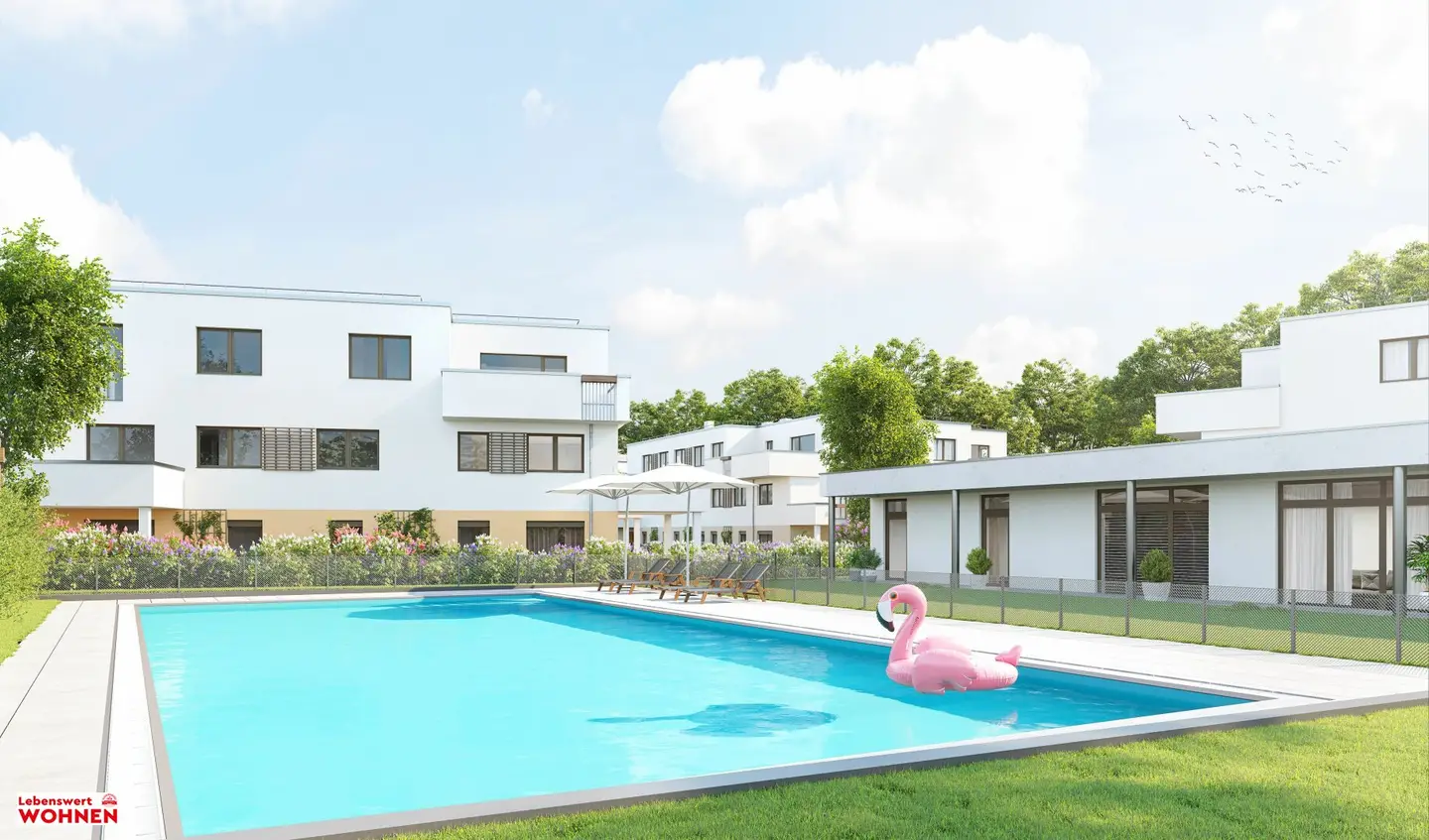 Unbefristete Miete mit Kaufoption | Traumwohnungen im Wohnpark Giardino mit POOL | Nachhaltiges Heiz- und Kühlsystem