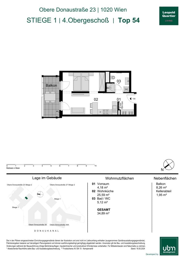 „Leopold Quartier“ Optimal geschnittenes Mikroapartment mit Balkon (Erstbezug & Provisionsfrei!) Top 54