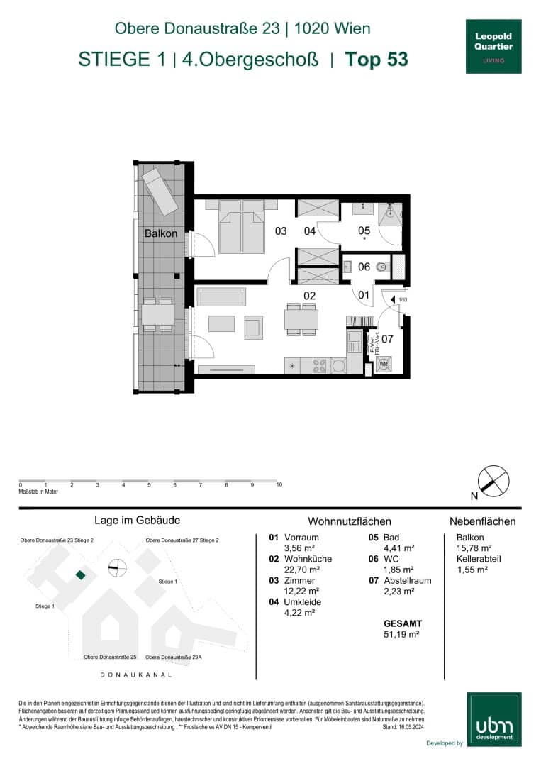 „Leopold Quartier“ Provisionsfreie 2-Zimmer Eigentumswohnung mit Balkon (Erstbezug!) Top 53