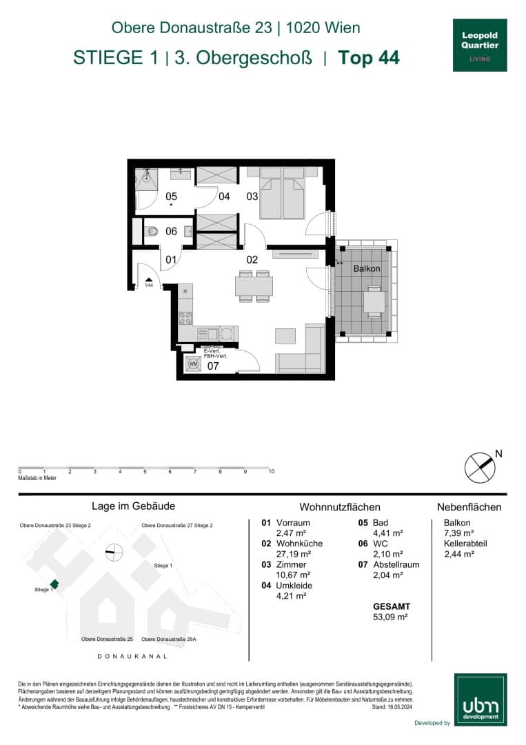 „Leopold Quartier“ Provisionsfreie 2-Zimmer Eigentumswohnung mit Balkon (Erstbezug!) Top 44