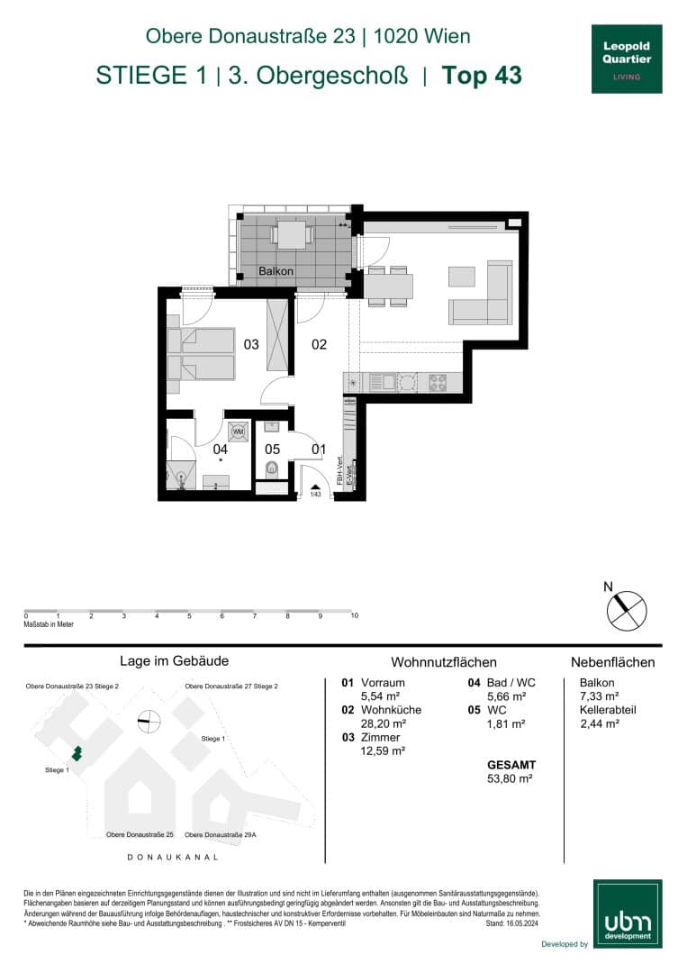„Leopold Quartier“ Provisionsfreie 2-Zimmer Eigentumswohnung mit Balkon (Erstbezug!) Top 43