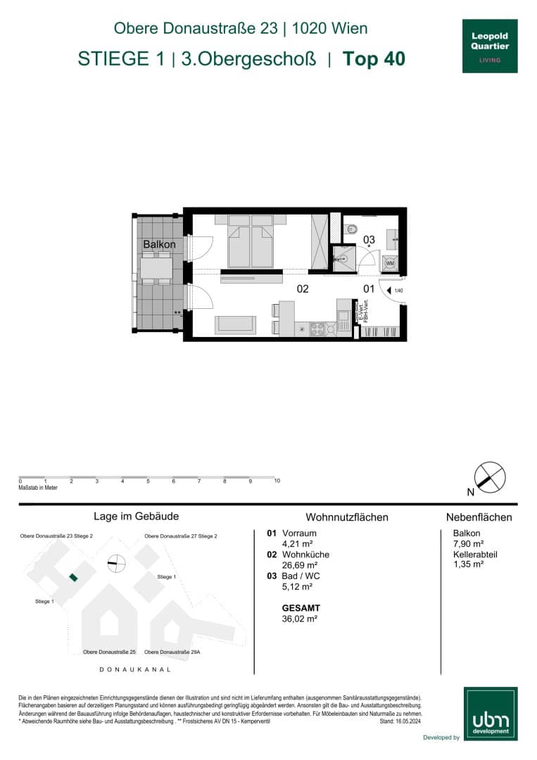 „Leopold Quartier“ Optimal geschnittenes Mikroapartment mit Balkon (Erstbezug & Provisionsfrei!) Top 40