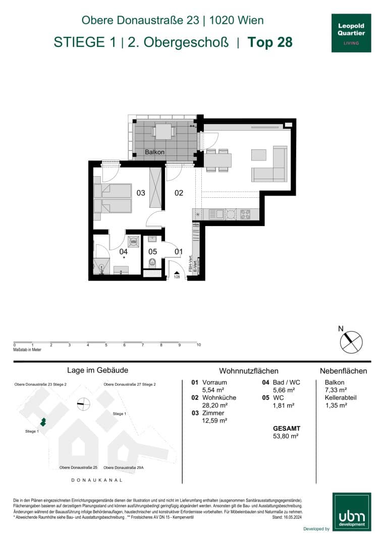 „Leopold Quartier“ Provisionsfreie 2-Zimmer Eigentumswohnung mit Balkon (Erstbezug!) Top 28